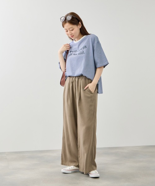 Mac-House（マックハウス）の「Idnes ピンボーダーロゴTシャツ（Tシャツ/カットソー・レディース・ブラウン系/グリーン系/ブルー系/ブラック系・FREE）」の17枚目の写真