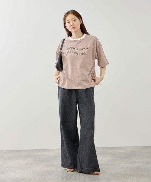 Mac-House（マックハウス）の「Idnes ピンボーダーロゴTシャツ（Tシャツ/カットソー・レディース・ブラウン系/グリーン系/ブルー系/ブラック系・FREE）」の19枚目の写真