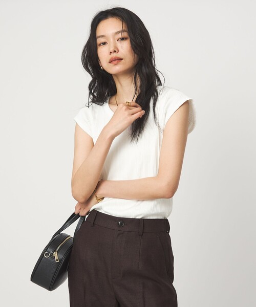 green label relaxing（グリーンレーベルリラクシング）の「ランダム ブライトリブ Uネック カットソー（Tシャツ/カットソー・レディース・モカ/レッド/ブラック/オフホワイト・FREE）」の10枚目の写真
