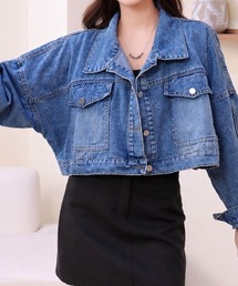 ショート丈でスタイルアップ♪抜け感たっぷりのオーバーサイズデニムジャケット