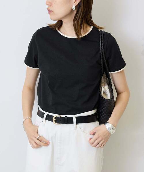 SLOBE IENA(スローブイエナ)の「《シリーズあり/12色展開》1dozen コンパクトリンガーTEE(Tシャツ/カットソー・レディース・スカイブルー/ブラウン/ブラック/レッド/ネイビー/ブラック系その他/サックスブルー/アイボリー/イエロー/ストーン/イエロー系その他/オートミール・FREE)」の4枚目の写真