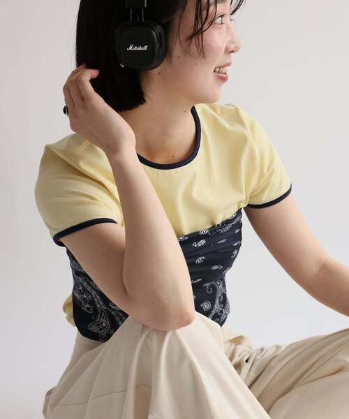 SLOBE IENA(スローブイエナ)の「《シリーズあり/12色展開》1dozen コンパクトリンガーTEE(Tシャツ/カットソー・レディース・スカイブルー/ブラウン/ブラック/レッド/ネイビー/ブラック系その他/サックスブルー/アイボリー/イエロー/ストーン/イエロー系その他/オートミール・FREE)」の11枚目の写真