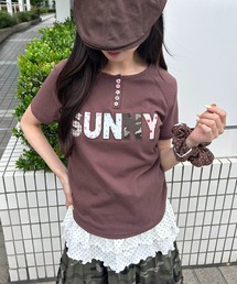 アソートボタンパッチワークロゴTシャツ