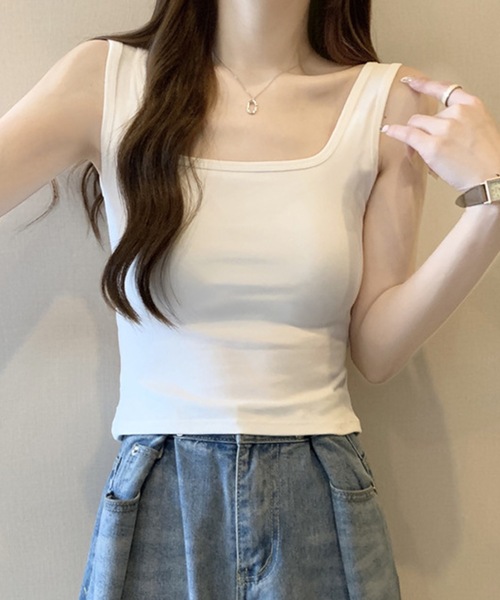Lace Ladies（レースレディース）の「クロスバック 肌見せ カップ付き タンクトップ（タンクトップ・レディース・グレイッシュベージュ/ホワイト/チャコールグレー/グリーン/ブラック・FREE）」の12枚目の写真