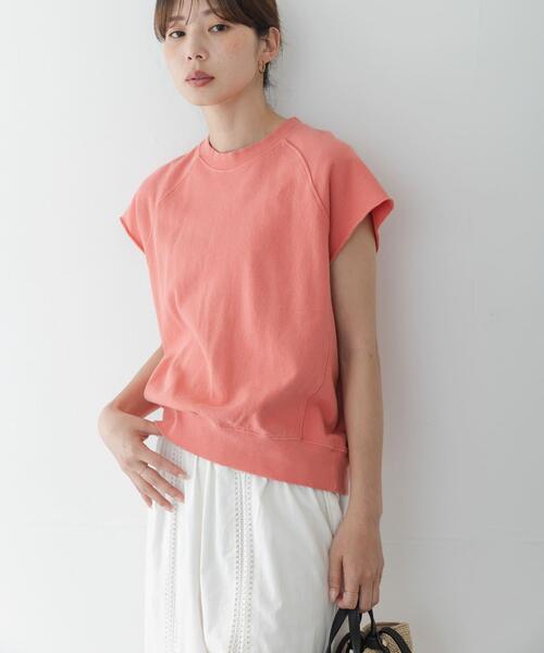 URBAN RESEARCH Sonny Label（アーバンリサーチサニーレーベル）の「ガーゼ裏毛フレンチスリーブスウェット（Tシャツ/カットソー・レディース・オフホワイト/レッド/チャコールグレー・FREE）」の3枚目の写真