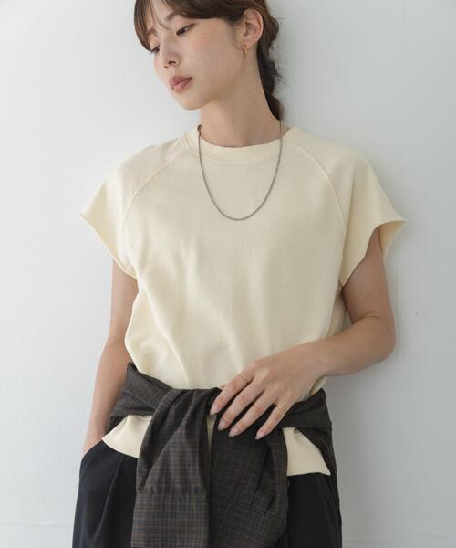 URBAN RESEARCH Sonny Label（アーバンリサーチサニーレーベル）の「ガーゼ裏毛フレンチスリーブスウェット（Tシャツ/カットソー・レディース・オフホワイト/レッド/チャコールグレー・FREE）」の5枚目の写真