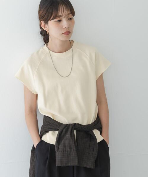 URBAN RESEARCH Sonny Label（アーバンリサーチサニーレーベル）の「ガーゼ裏毛フレンチスリーブスウェット（Tシャツ/カットソー・レディース・オフホワイト/レッド/チャコールグレー・FREE）」の6枚目の写真