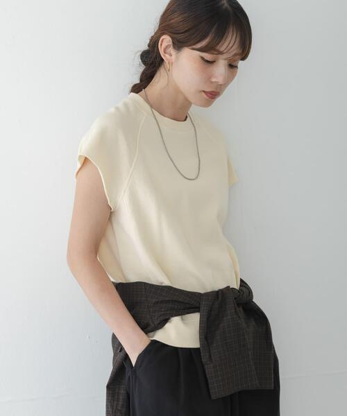 URBAN RESEARCH Sonny Label（アーバンリサーチサニーレーベル）の「ガーゼ裏毛フレンチスリーブスウェット（Tシャツ/カットソー・レディース・オフホワイト/レッド/チャコールグレー・FREE）」の7枚目の写真
