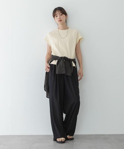URBAN RESEARCH Sonny Label（アーバンリサーチサニーレーベル）の「ガーゼ裏毛フレンチスリーブスウェット（Tシャツ/カットソー・レディース・オフホワイト/レッド/チャコールグレー・FREE）」の9枚目の写真