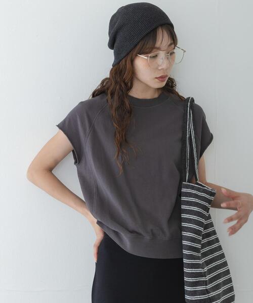 URBAN RESEARCH Sonny Label（アーバンリサーチサニーレーベル）の「ガーゼ裏毛フレンチスリーブスウェット（Tシャツ/カットソー・レディース・オフホワイト/レッド/チャコールグレー・FREE）」の13枚目の写真