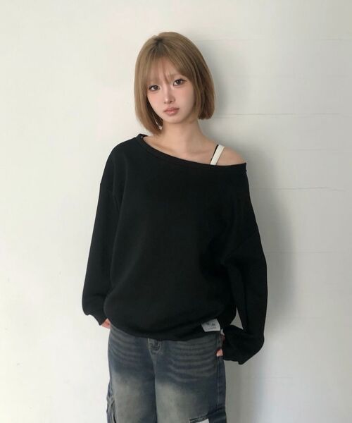 COIRIS（コイリス）の「ラフィワンショルダースウェット（3カラー）（スウェット・レディース・ブラック/グレー/チャコール・1）」の15枚目の写真