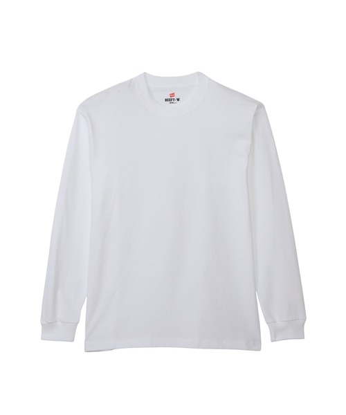 HANES(ヘインズ)の「Hanes/ヘインズ BEEFY-T 1P クルーネックロングスリーブTシャツ(Tシャツ/カットソー・メンズ・ブラック/ホワイト・XL/L/M/S)」の1枚目の写真