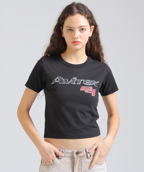 AVIREX（アヴィレックス）の「GOALERS LOGO MINI T-SHIRT（Tシャツ/カットソー・レディース・ネイビー/ブラック/ホワイト系2・S/M）」の4枚目の写真