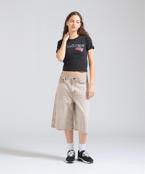 AVIREX（アヴィレックス）の「GOALERS LOGO MINI T-SHIRT（Tシャツ/カットソー・レディース・ネイビー/ブラック/ホワイト系2・S/M）」の5枚目の写真