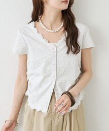 レースアップフレンチTシャツ（Tシャツ/カットソー）｜mystic 