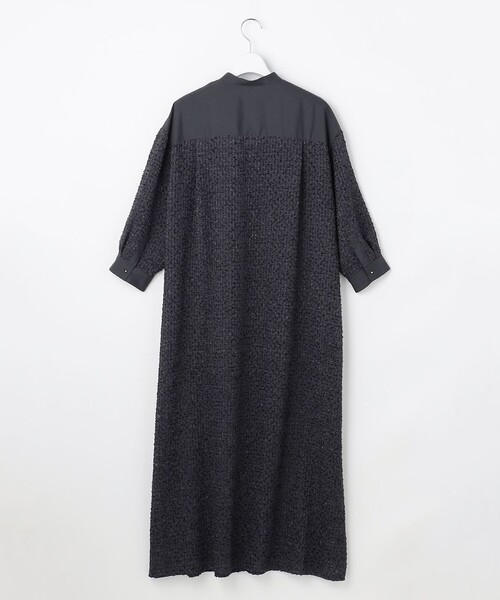 自由区（ジユウク）の「シアーカットジャガードバンドカラーシャツ ワンピース（シャツワンピース・レディース・ベージュ系/グレー系・44/46/48）」の4枚目の写真