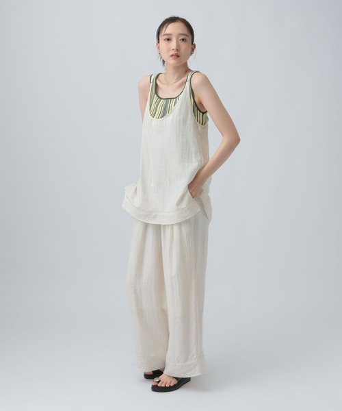 LEPSIM(レプシィム)の「リネンブレンドワイドパンツ 839443(その他パンツ・レディース・アイボリー/ライトグリーン/チャコールグレー・FREE)」の8枚目の写真