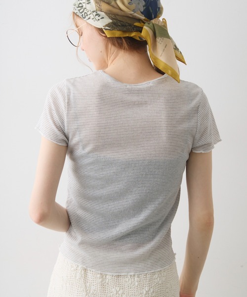 Crisp(クリスプ)の「henley neck border T / ヘンリーネックボーダーT(Tシャツ/カットソー・レディース・グレー/ブラック・FREE)」の14枚目の写真