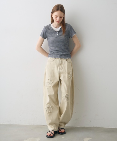Crisp(クリスプ)の「henley neck border T / ヘンリーネックボーダーT(Tシャツ/カットソー・レディース・グレー/ブラック・FREE)」の8枚目の写真