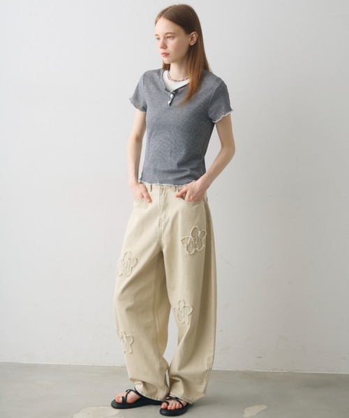 Crisp(クリスプ)の「henley neck border T / ヘンリーネックボーダーT(Tシャツ/カットソー・レディース・グレー/ブラック・FREE)」の9枚目の写真