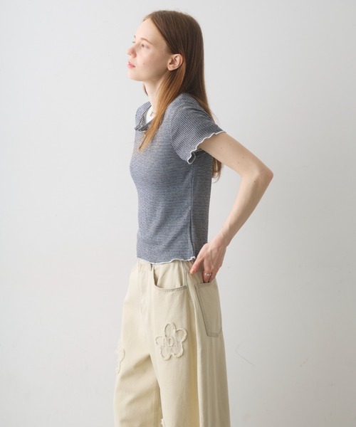 Crisp(クリスプ)の「henley neck border T / ヘンリーネックボーダーT(Tシャツ/カットソー・レディース・グレー/ブラック・FREE)」の10枚目の写真