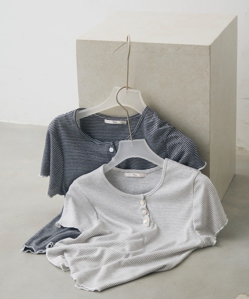 Crisp(クリスプ)の「henley neck border T / ヘンリーネックボーダーT(Tシャツ/カットソー・レディース・グレー/ブラック・FREE)」の20枚目の写真