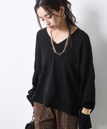 Vネックニット<大きいサイズ有>シックスタイル