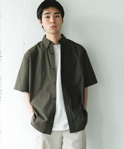 URBAN RESEARCH DOORS(アーバンリサーチドアーズ)の「ストライプボタンダウン ショートスリーブシャツ(シャツ/ブラウス・メンズ・ブラウン系その他/ホワイト系その他・MEDIUM/LARGE)」の9枚目の写真