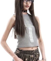 KAIYA（カイヤ）の「【KAIYA】cross sleeveless / 【カイヤ】クロススタッズアメリカンスリーブタンクトップ（タンクトップ）」