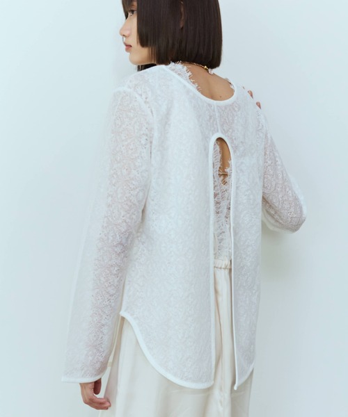 flaeu（フラユ）の「4WAY Back Open Sheer Pullover（Tシャツ/カットソー・レディース・ブラウン/ブラック/ホワイト・FREE）」の2枚目の写真
