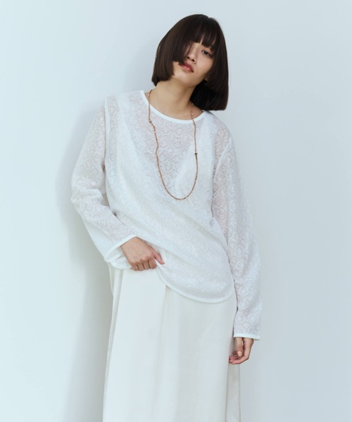 flaeu（フラユ）の「4WAY Back Open Sheer Pullover（Tシャツ/カットソー・レディース・ブラウン/ブラック/ホワイト・FREE）」の14枚目の写真