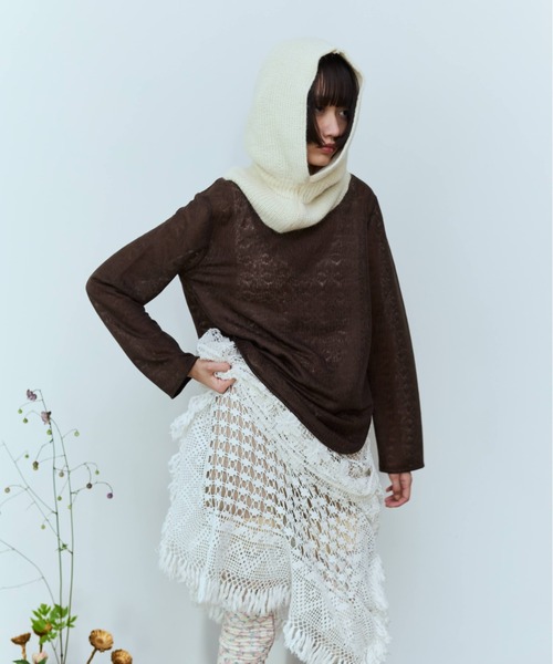 flaeu（フラユ）の「4WAY Back Open Sheer Pullover（Tシャツ/カットソー・レディース・ブラウン/ブラック/ホワイト・FREE）」の7枚目の写真