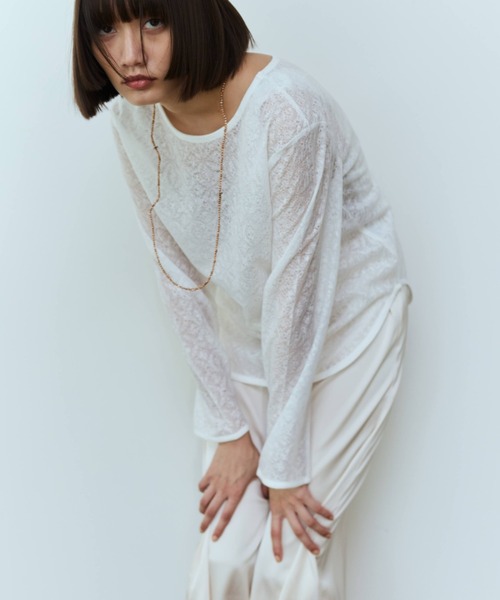 flaeu（フラユ）の「4WAY Back Open Sheer Pullover（Tシャツ/カットソー・レディース・ブラウン/ブラック/ホワイト・FREE）」の13枚目の写真