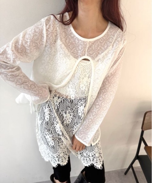 flaeu（フラユ）の「4WAY Back Open Sheer Pullover（Tシャツ/カットソー・レディース・ブラウン/ブラック/ホワイト・FREE）」の17枚目の写真