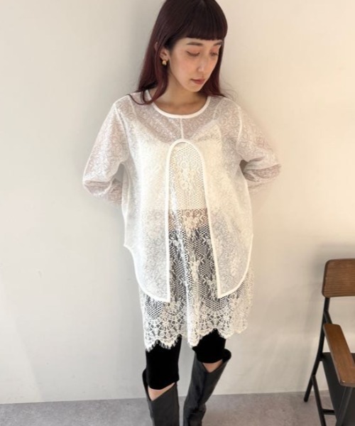 flaeu（フラユ）の「4WAY Back Open Sheer Pullover（Tシャツ/カットソー・レディース・ブラウン/ブラック/ホワイト・FREE）」の18枚目の写真
