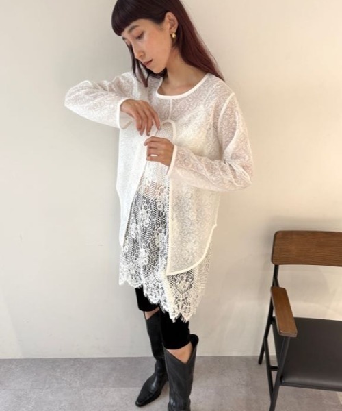 flaeu（フラユ）の「4WAY Back Open Sheer Pullover（Tシャツ/カットソー・レディース・ブラウン/ブラック/ホワイト・FREE）」の19枚目の写真