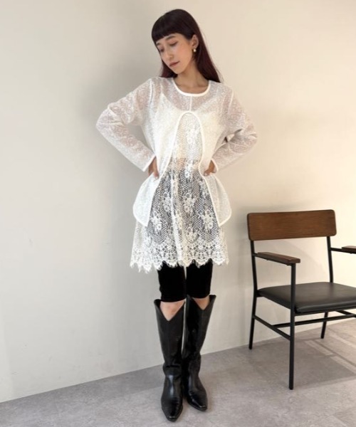 flaeu（フラユ）の「4WAY Back Open Sheer Pullover（Tシャツ/カットソー・レディース・ブラウン/ブラック/ホワイト・FREE）」の20枚目の写真