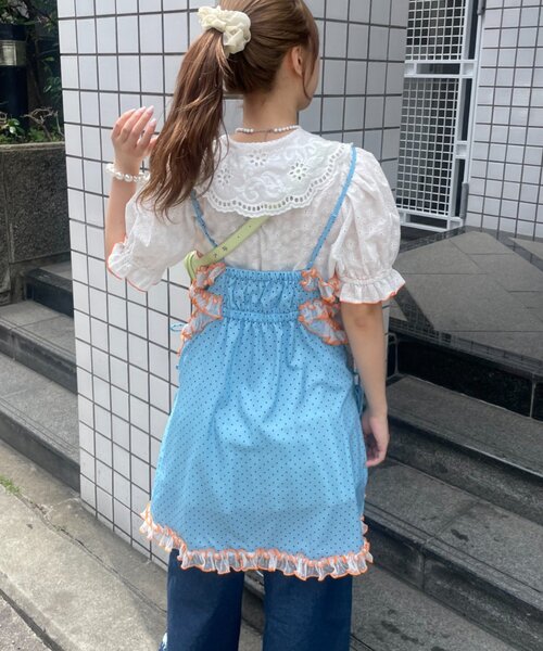 HELLO.SANFRANCISCO(ハローサンフランシスコ)の「【HELLO.SANFRANCISCO】ドット柄レースキャミチュニック(キャミソール・レディース・イエロー/ブルー・ONE SIZE)」の8枚目の写真