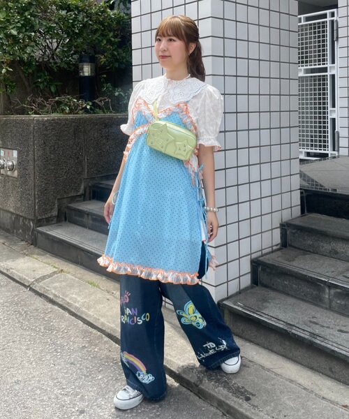 HELLO.SANFRANCISCO(ハローサンフランシスコ)の「【HELLO.SANFRANCISCO】ドット柄レースキャミチュニック(キャミソール・レディース・イエロー/ブルー・ONE SIZE)」の9枚目の写真