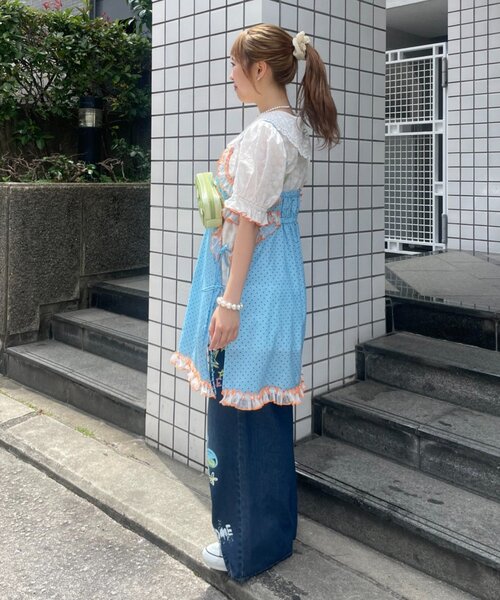 HELLO.SANFRANCISCO(ハローサンフランシスコ)の「【HELLO.SANFRANCISCO】ドット柄レースキャミチュニック(キャミソール・レディース・イエロー/ブルー・ONE SIZE)」の10枚目の写真