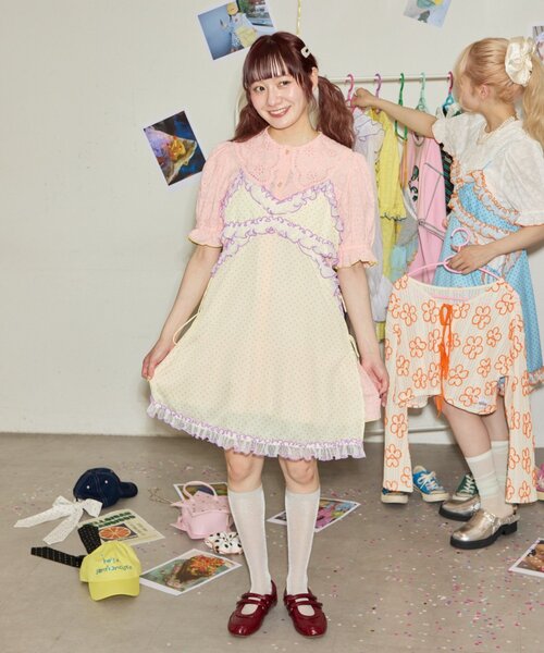 HELLO.SANFRANCISCO(ハローサンフランシスコ)の「【HELLO.SANFRANCISCO】ドット柄レースキャミチュニック(キャミソール・レディース・イエロー/ブルー・ONE SIZE)」の15枚目の写真