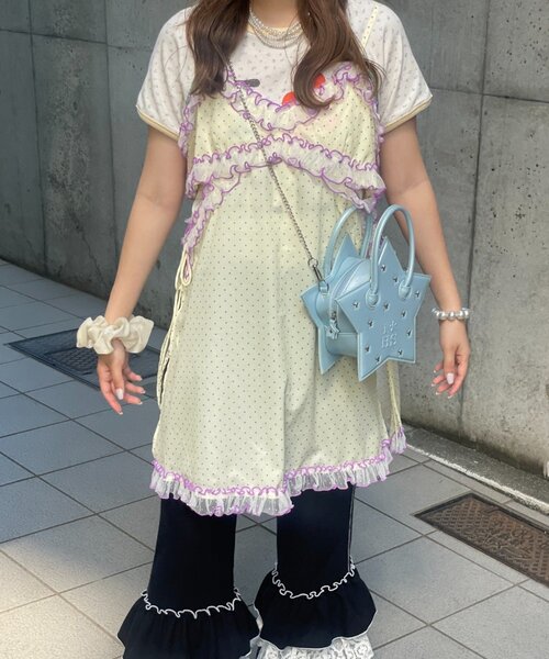 HELLO.SANFRANCISCO(ハローサンフランシスコ)の「【HELLO.SANFRANCISCO】ドット柄レースキャミチュニック(キャミソール・レディース・イエロー/ブルー・ONE SIZE)」の16枚目の写真