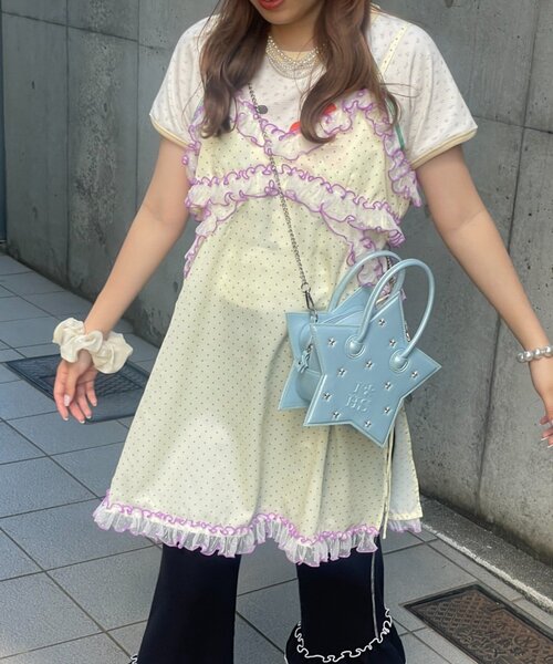 HELLO.SANFRANCISCO(ハローサンフランシスコ)の「【HELLO.SANFRANCISCO】ドット柄レースキャミチュニック(キャミソール・レディース・イエロー/ブルー・ONE SIZE)」の17枚目の写真