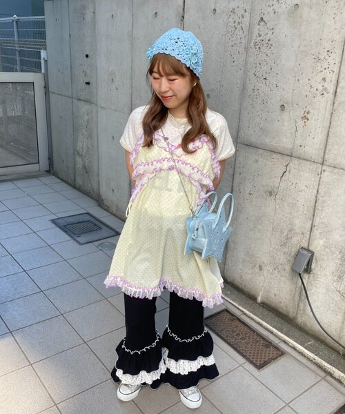HELLO.SANFRANCISCO(ハローサンフランシスコ)の「【HELLO.SANFRANCISCO】ドット柄レースキャミチュニック(キャミソール・レディース・イエロー/ブルー・ONE SIZE)」の18枚目の写真