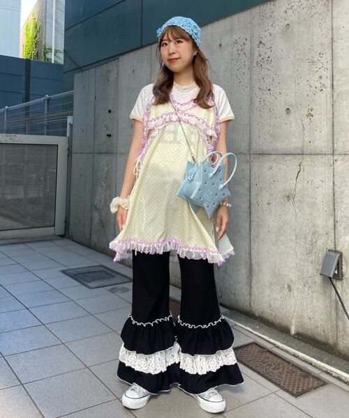 HELLO.SANFRANCISCO(ハローサンフランシスコ)の「【HELLO.SANFRANCISCO】ドット柄レースキャミチュニック(キャミソール・レディース・イエロー/ブルー・ONE SIZE)」の22枚目の写真