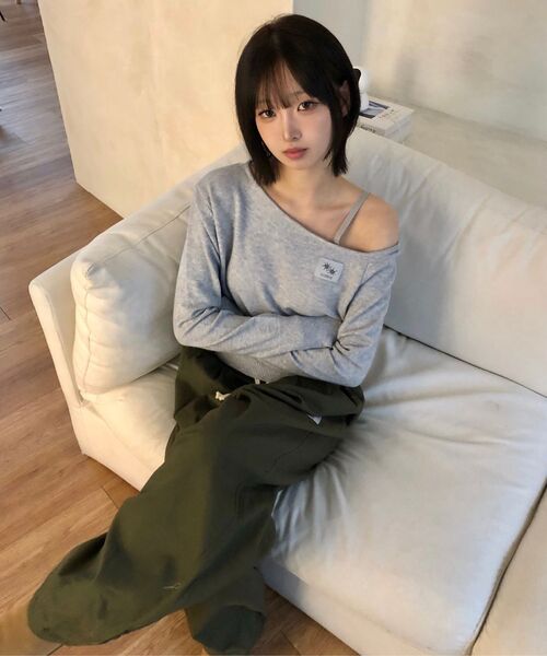 COIRIS(コイリス)の「コルビンピンタックワイドバンディングパンツ (3カラー)(スウェットパンツ・レディース・カーキ/ブラック/アイボリー・FREE)」の6枚目の写真