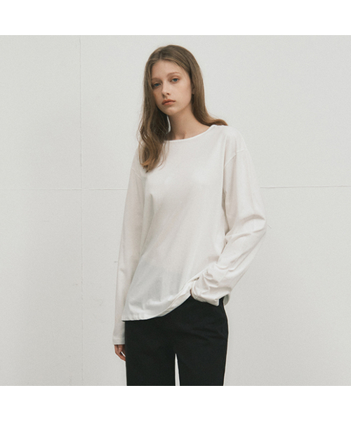 WEDNESDAYOASISFORWOMEN(ウェンズデー オアシス フォー ウーマン)の「W/レイヤードソフトタッチTシャツ_6COLOR(W25-TP36)(Tシャツ/カットソー・レディース・ブルー/Mustard/ホワイト/グレー/レッド/ブラック・SMALL/MEDIUM)」の1枚目の写真
