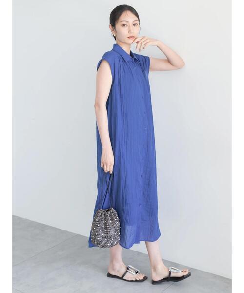 Te chichi（テチチ）の「シャンブレーボイルテントマキシワンピース（ワンピース・レディース・ブルー/オレンジ/チャコールグレー・F）」の9枚目の写真