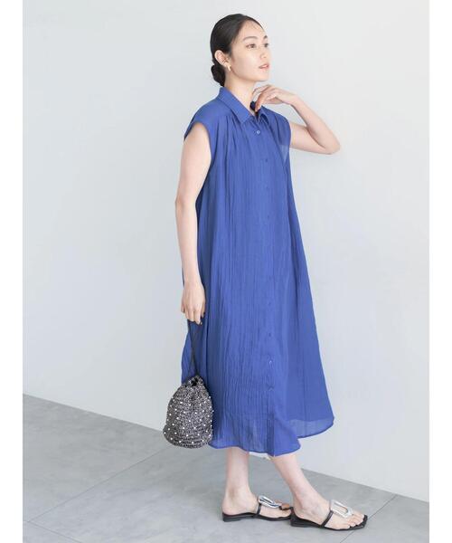 Te chichi（テチチ）の「シャンブレーボイルテントマキシワンピース（ワンピース・レディース・ブルー/オレンジ/チャコールグレー・F）」の10枚目の写真