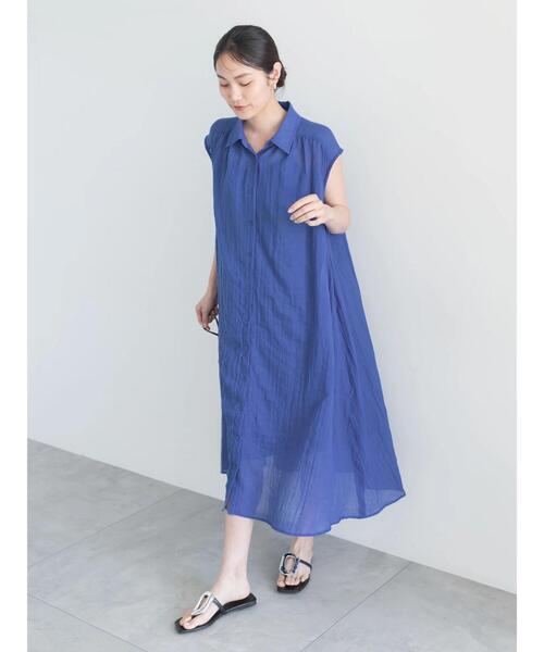 Te chichi（テチチ）の「シャンブレーボイルテントマキシワンピース（ワンピース・レディース・ブルー/オレンジ/チャコールグレー・F）」の11枚目の写真